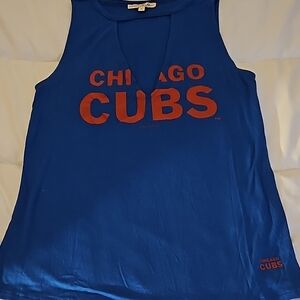 Chicago Cubs Sleeveless Tank Top with Scoop Neck & Cut Out Detail Size S